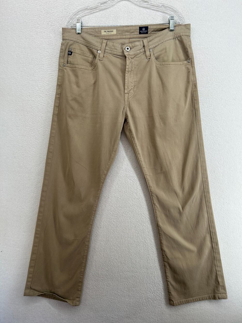 AG ADRIANO GOLDSCHMIED Jeans Mens 34x34 The Protege Stretch Cotton Khaki USA VTG